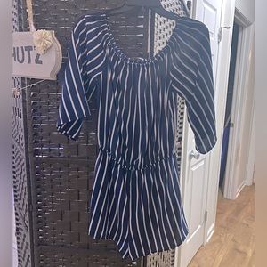 Women’s Romper. Size S. Blue and White stripes
